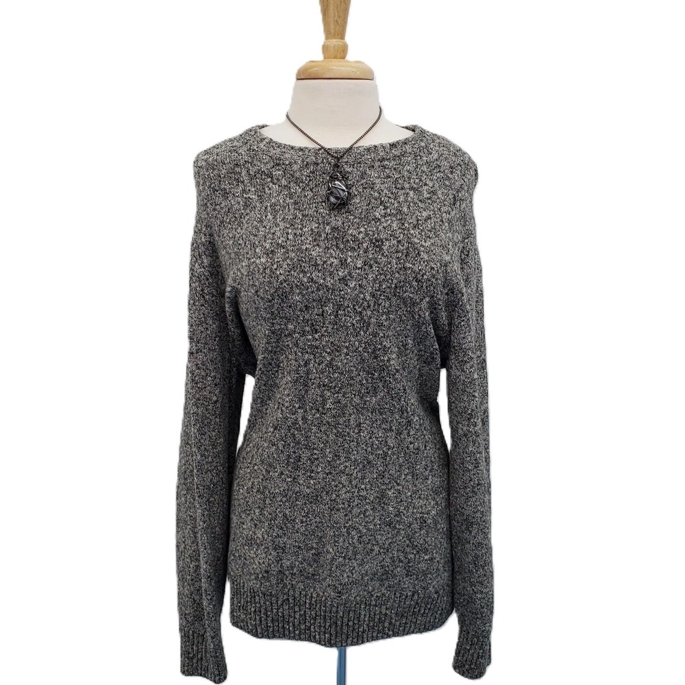 Womens XXL Gray Knit Sweater Cozycore Minimalist Stretch Pullover Soft Fall Top‎